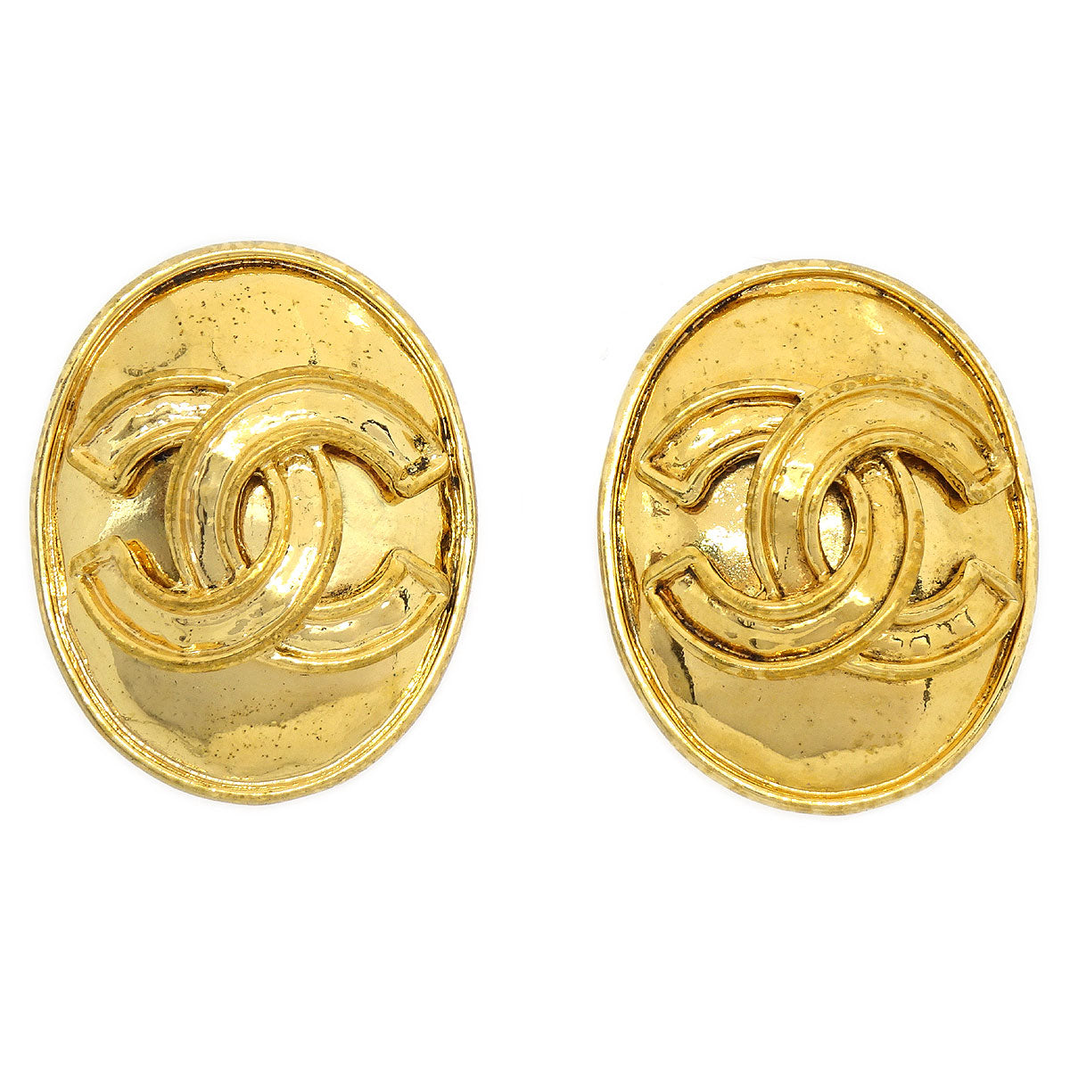 CHANEL 1994 Oval Earrings Gold Small AK35544d