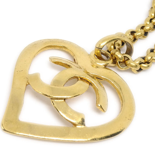 CHANEL★ 1995 Heart Gold Chain Necklace 56327