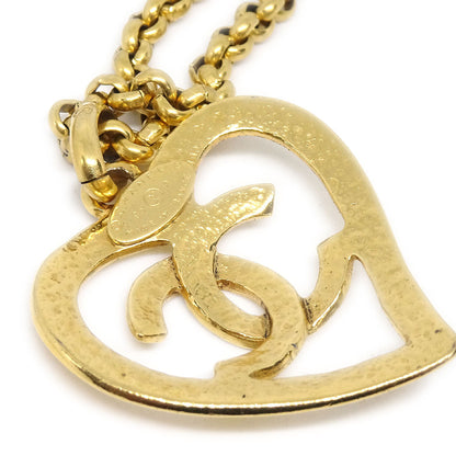 CHANEL★ 1995 Heart Gold Chain Necklace 56327