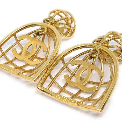 CHANEL Birdcage Dangle Earrings Gold 93P 56472