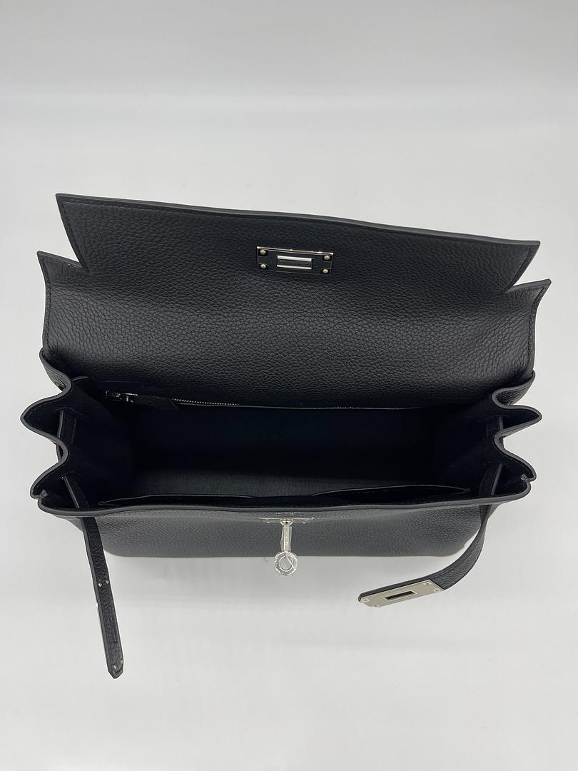 Hermes Kelly II Retourne 28 Togo Noir Palladium Hardware