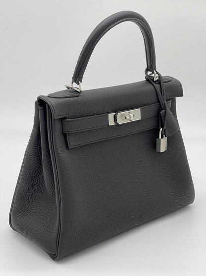 Hermes Kelly II Retourne 28 Togo Noir Palladium Hardware