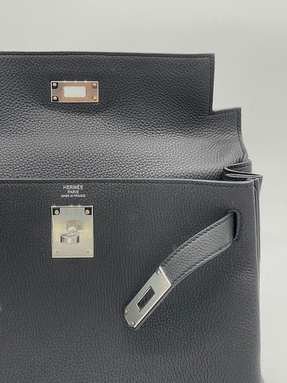 Hermes Kelly II Retourne 28 Togo Noir Palladium Hardware