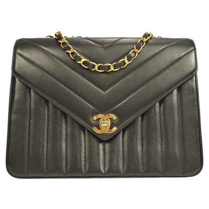 CHANEL 1991-1994 Vertical Chevron Letter Flap Bag Small 56562