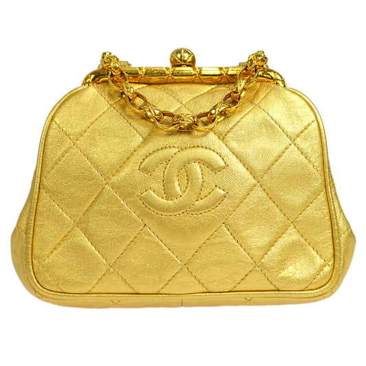 CHANEL 1989-1991 Diamond Kissklock Shoulder Bag A41169c