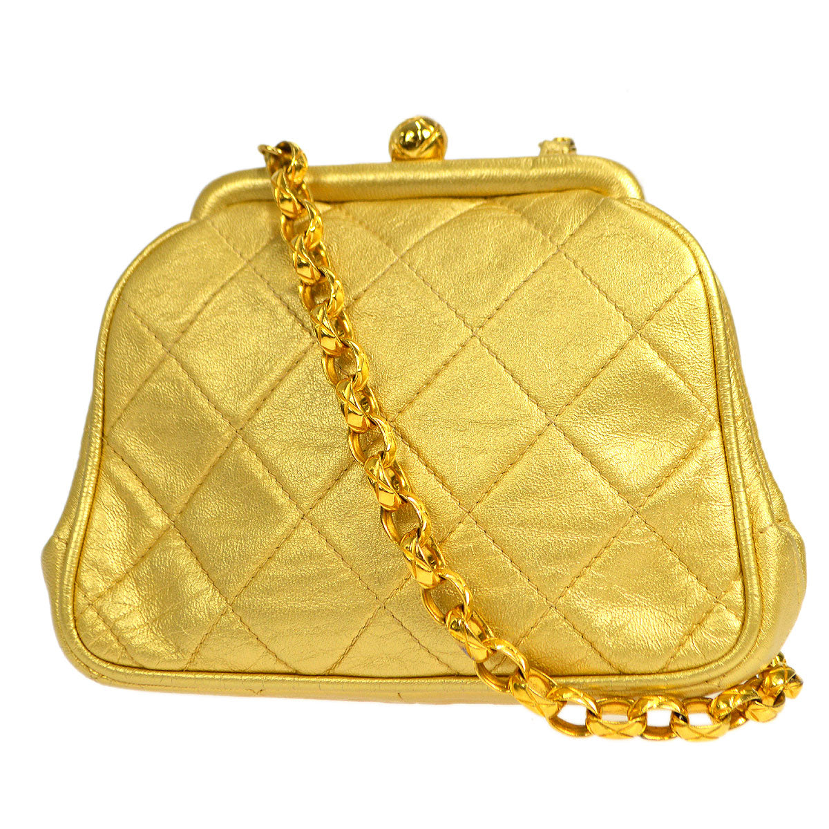 CHANEL 1989-1991 Diamond Kissklock Shoulder Bag A41169c