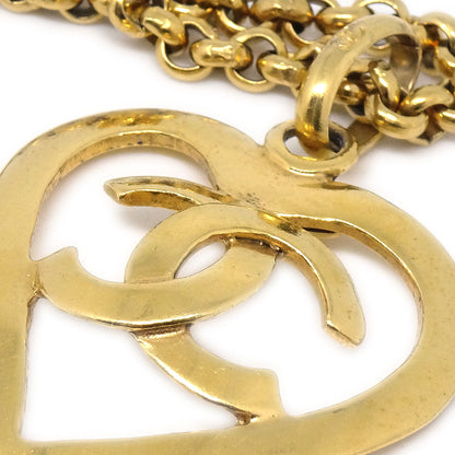 CHANEL★ 1995 Heart Gold Chain Necklace 17155