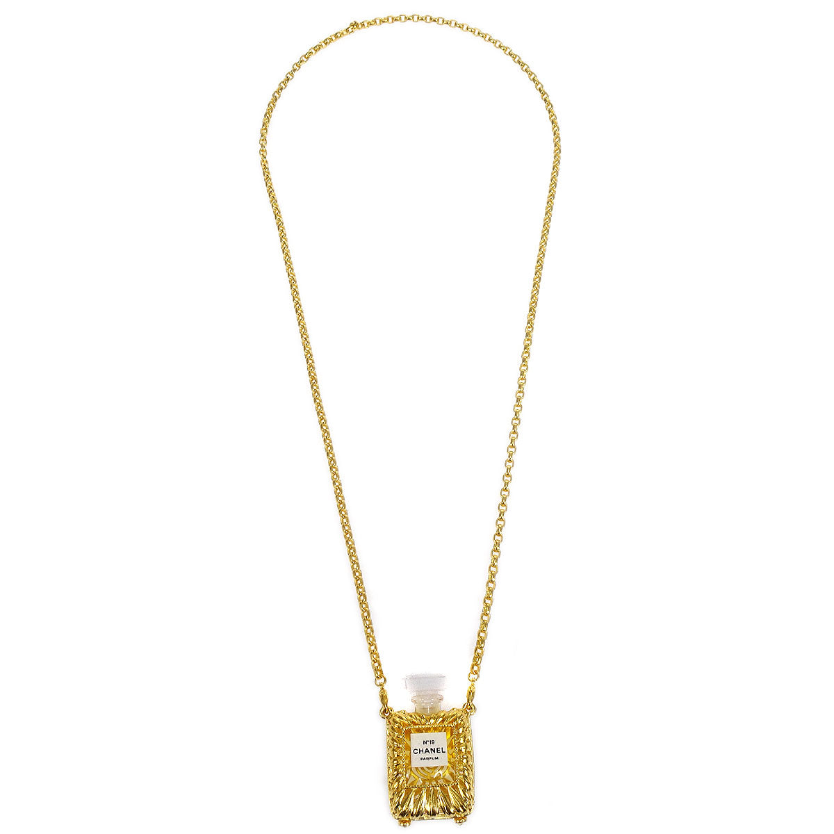 CHANEL Perfume Bottle Gold Chain Pendant Necklace 17159