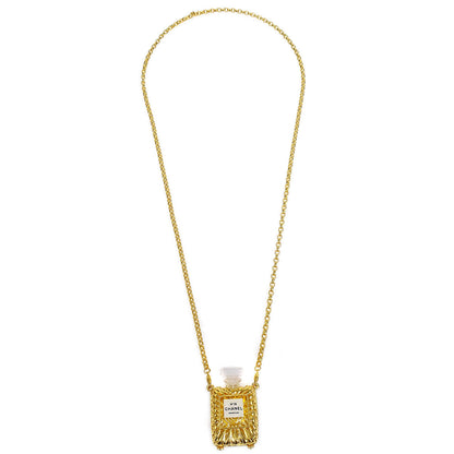 CHANEL Perfume Bottle Gold Chain Pendant Necklace 17159