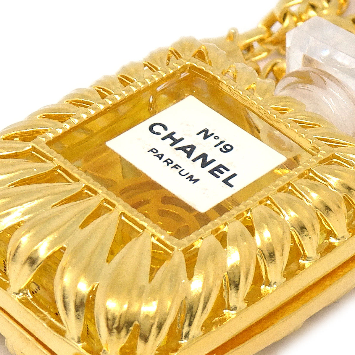 CHANEL Perfume Bottle Gold Chain Pendant Necklace 17159