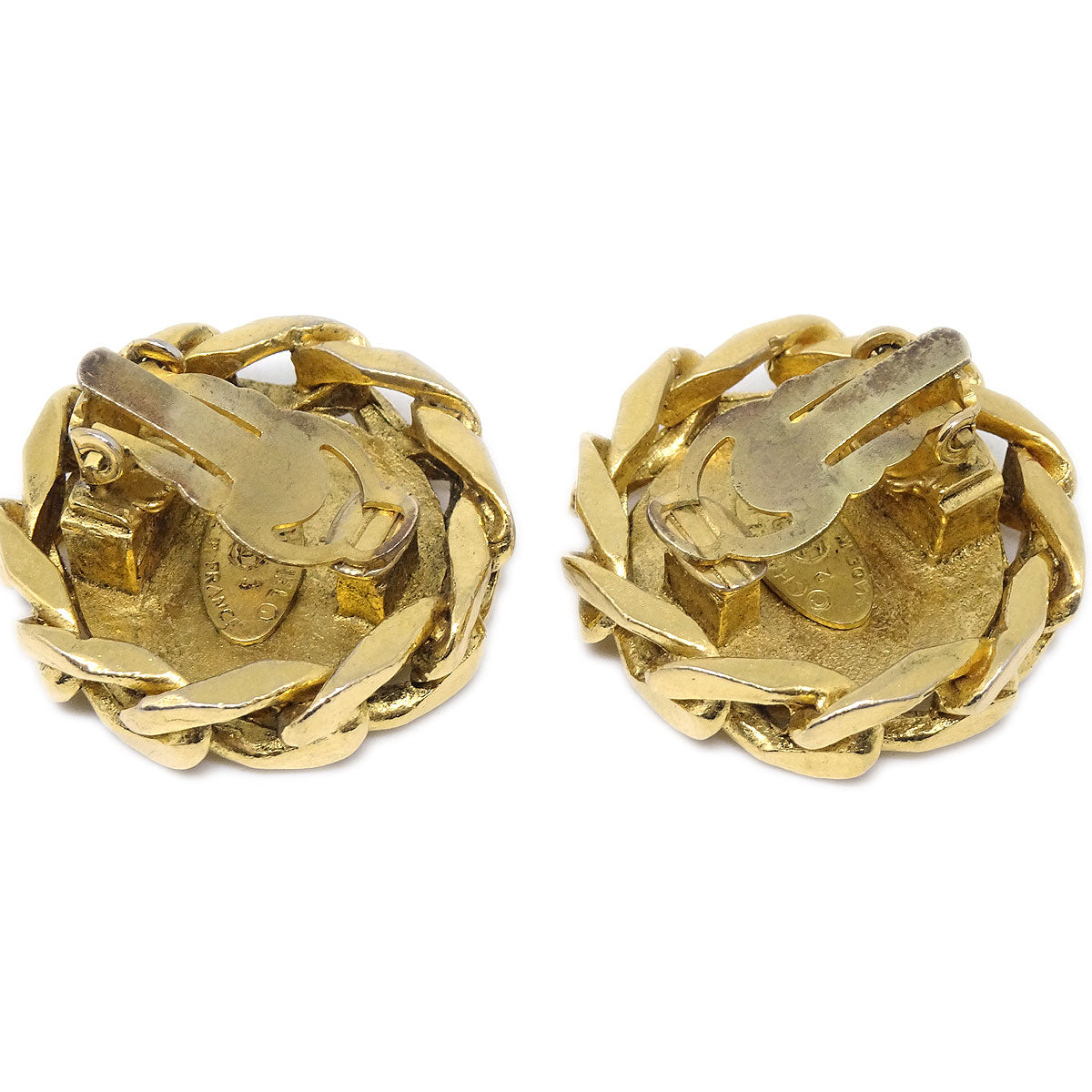 CHANEL★ 1988 Crystal ＆ Gold CC Earrings Clip-On 23 17237