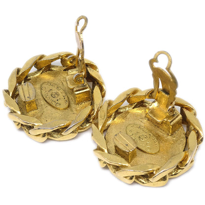 CHANEL★ 1988 Crystal ＆ Gold CC Earrings Clip-On 23 17237