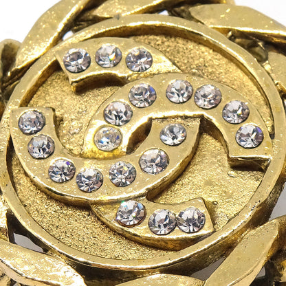 CHANEL★ 1988 Crystal & Gold CC Earrings Clip-On 23 17244