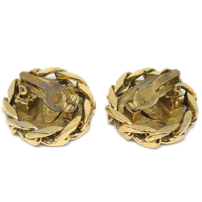 CHANEL★ 1988 Crystal & Gold CC Earrings Clip-On 23 17244