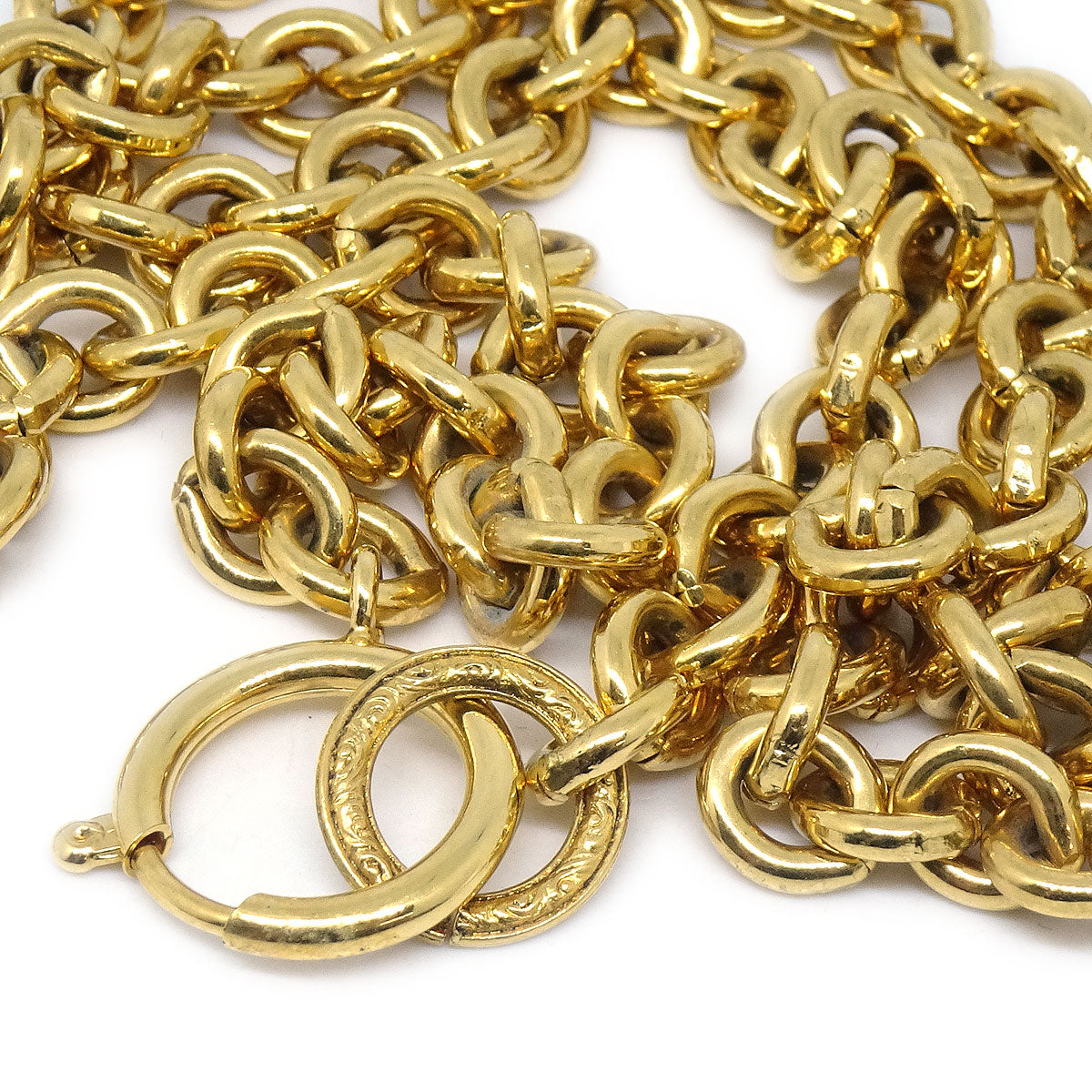 CHANEL★ 1994 Quilted CC Gold Chain Pendant Necklace 56857