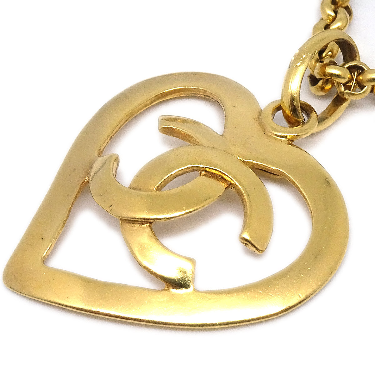 CHANEL 1995 Heart Cutout Gold Chain Necklace 95P 27088