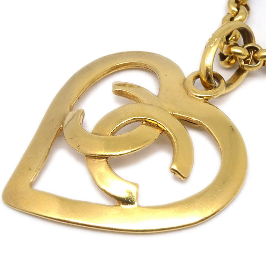 CHANEL 1995 Heart Cutout Gold Chain Necklace 95P 27088