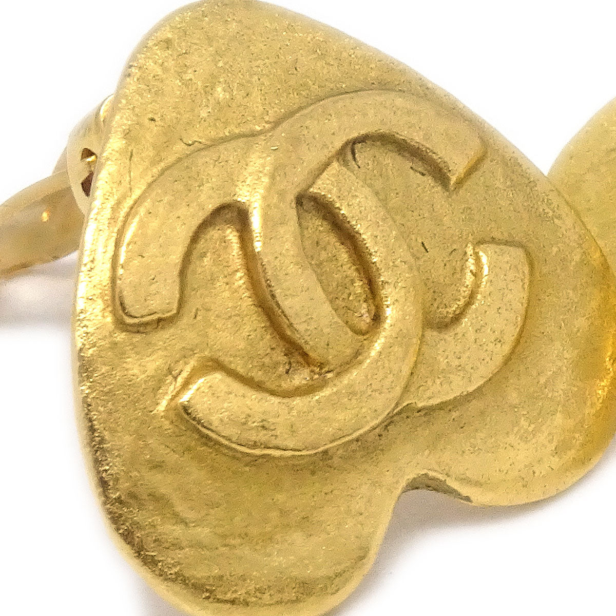 CHANEL★ 1995 Heart Earrings Clip-On Gold Small 95P 27091