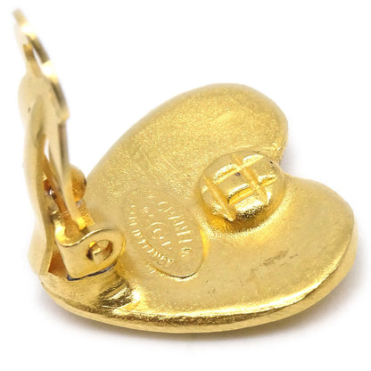 CHANEL★ 1995 Heart Earrings Clip-On Gold Small 95P 27091