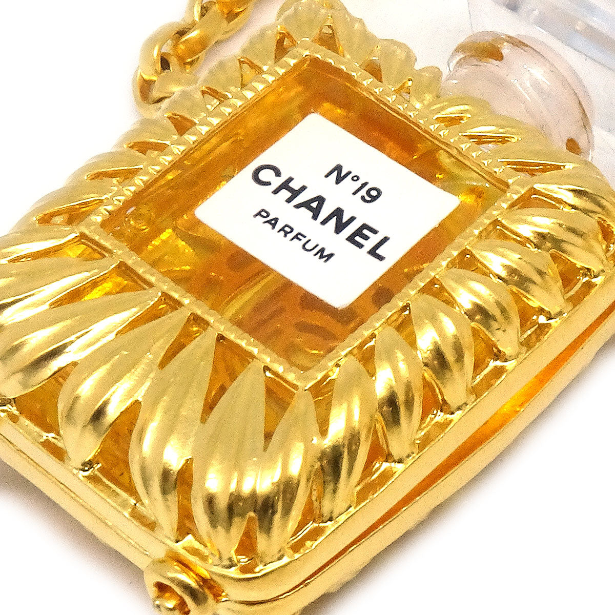 CHANEL Perfume Bottle Gold Chain Pendant Necklace 27097