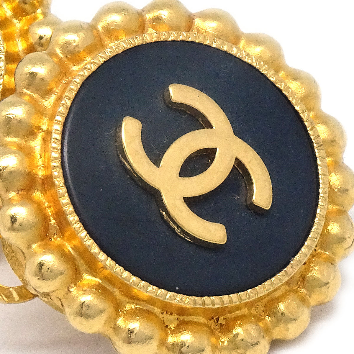 CHANEL 1993 Button Earrings Clip-On Gold 93A 27331