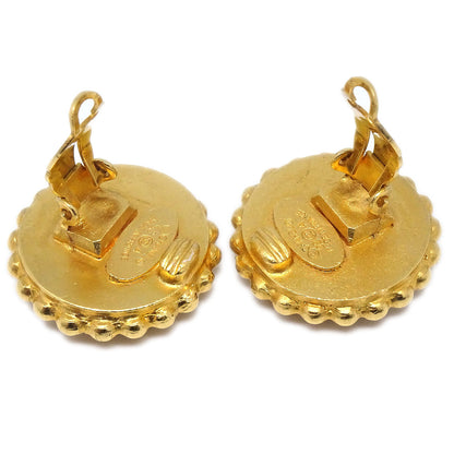 CHANEL 1993 Button Earrings Clip-On Gold 93A 27331