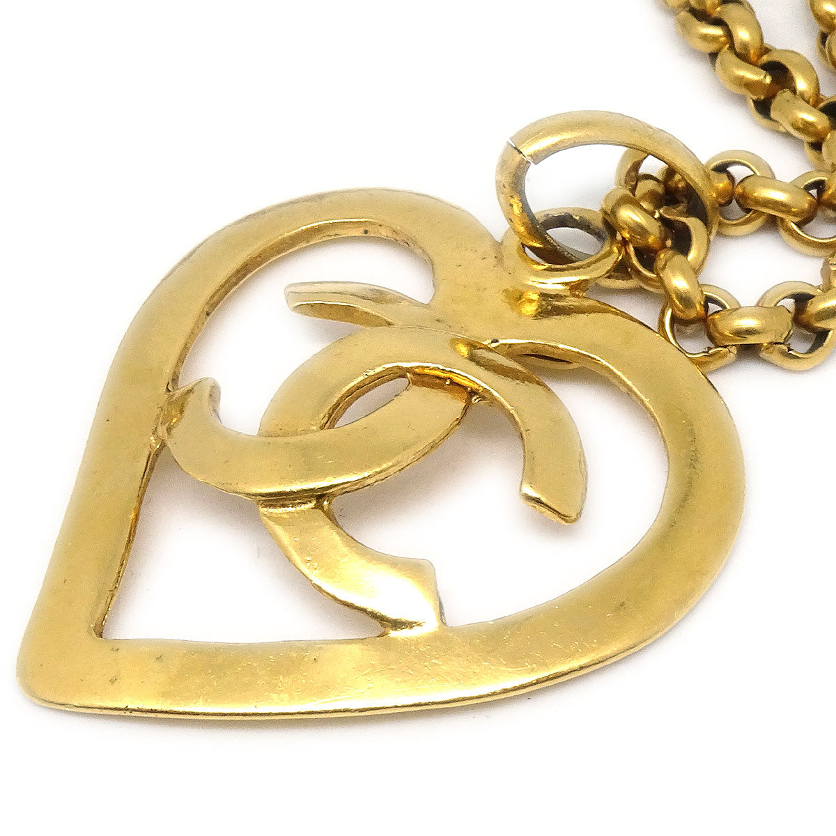 CHANEL 1995 Heart Cutout Gold Chain Necklace 95P 27343