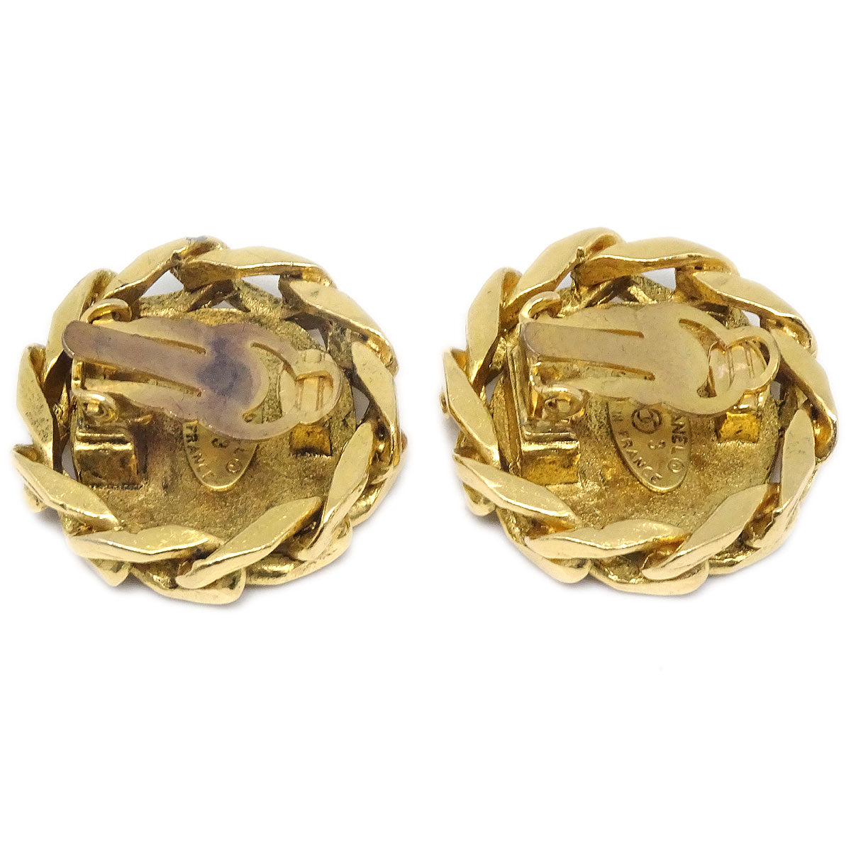 CHANEL 1988 Crystal & Gold CC Earrings Clip-On 23 27354