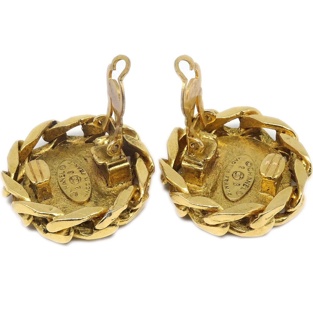 CHANEL 1988 Crystal & Gold CC Earrings Clip-On 23 27354