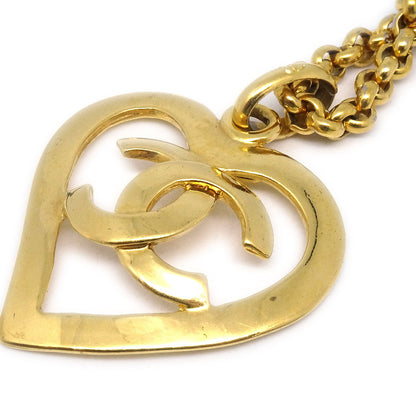 CHANEL 1995 Heart Cutout Gold Chain Necklace 95P 27407