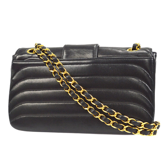 CHANEL 1991-1994 Horizontal Flap Small Black Lambskin