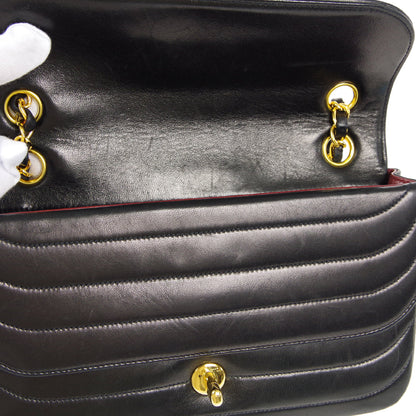 CHANEL 1991-1994 Horizontal Flap Small Black Lambskin