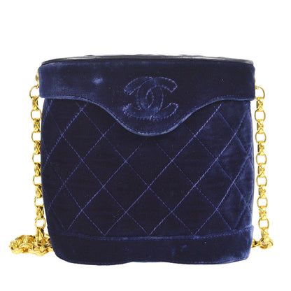 CHANEL 1989-1991 Binoculars Bag Blue Velvet 17220