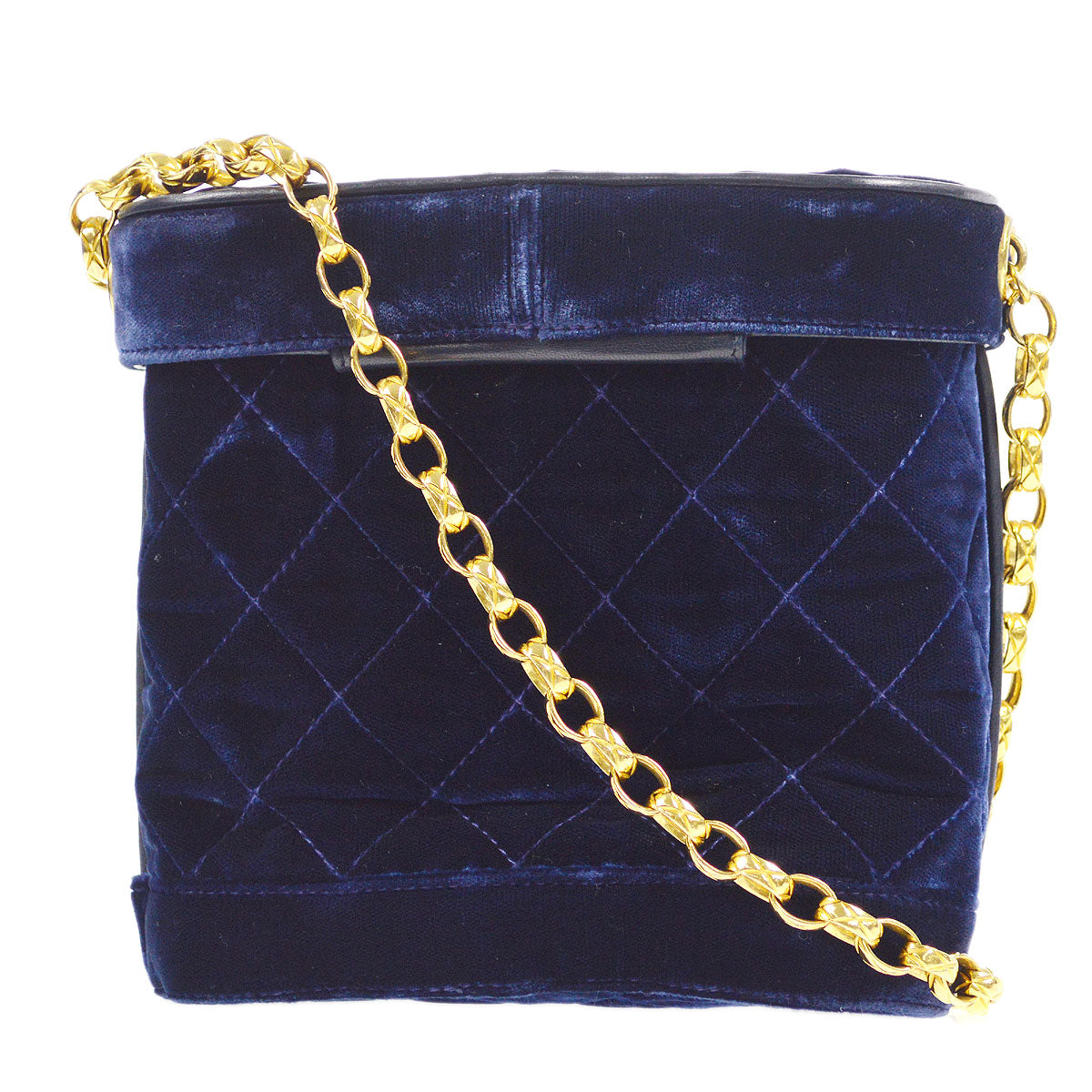 CHANEL 1989-1991 Binoculars Bag Blue Velvet 17220