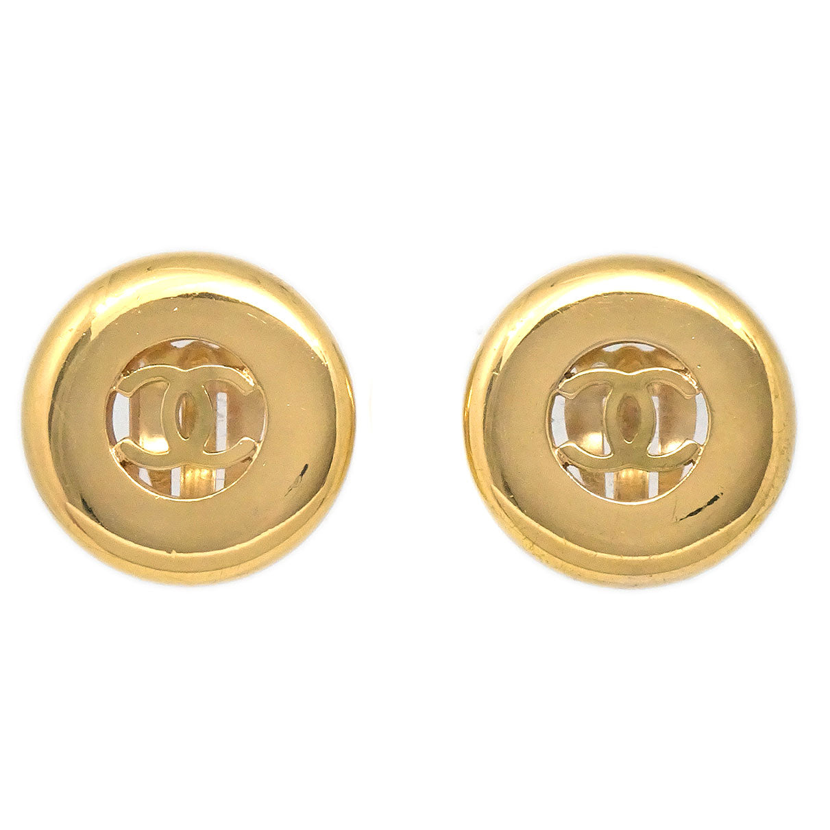 CHANEL 1997 CC Cutout Earrings Clip-On Gold 97A 27300