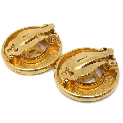 CHANEL 1997 CC Cutout Earrings Clip-On Gold 97A 27300