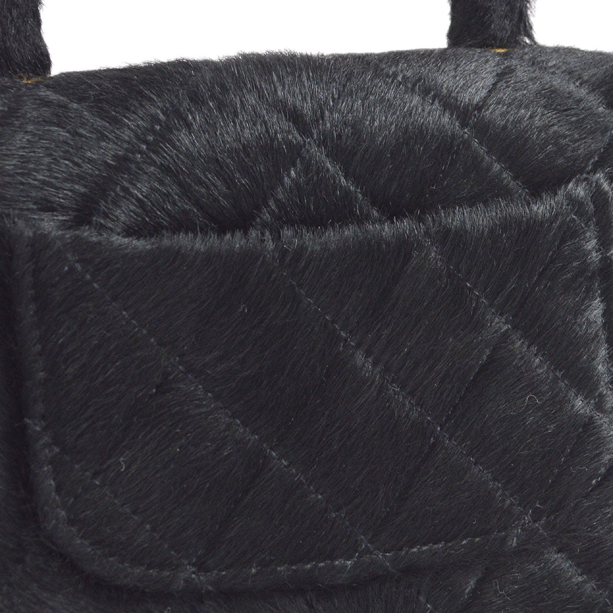 CHANEL * 1990s Classic Flap Handbag Micro Black Pony Hair 48642