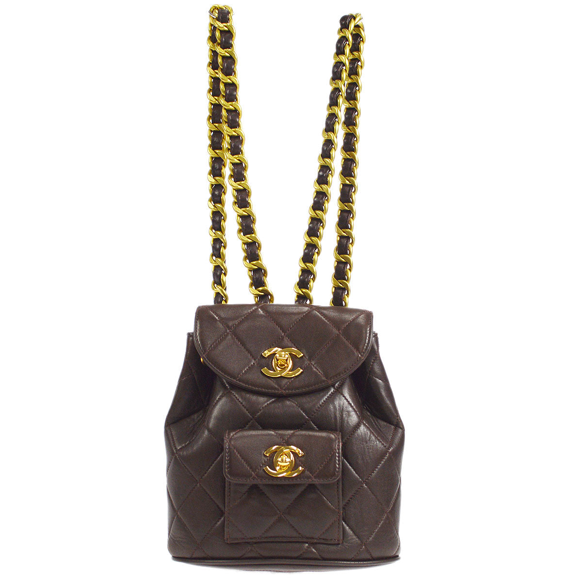 CHANEL  DUMA Backpack Small Brown Lambskin 48644