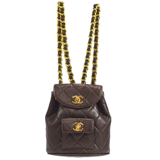 CHANEL  DUMA Backpack Small Brown Lambskin 48644