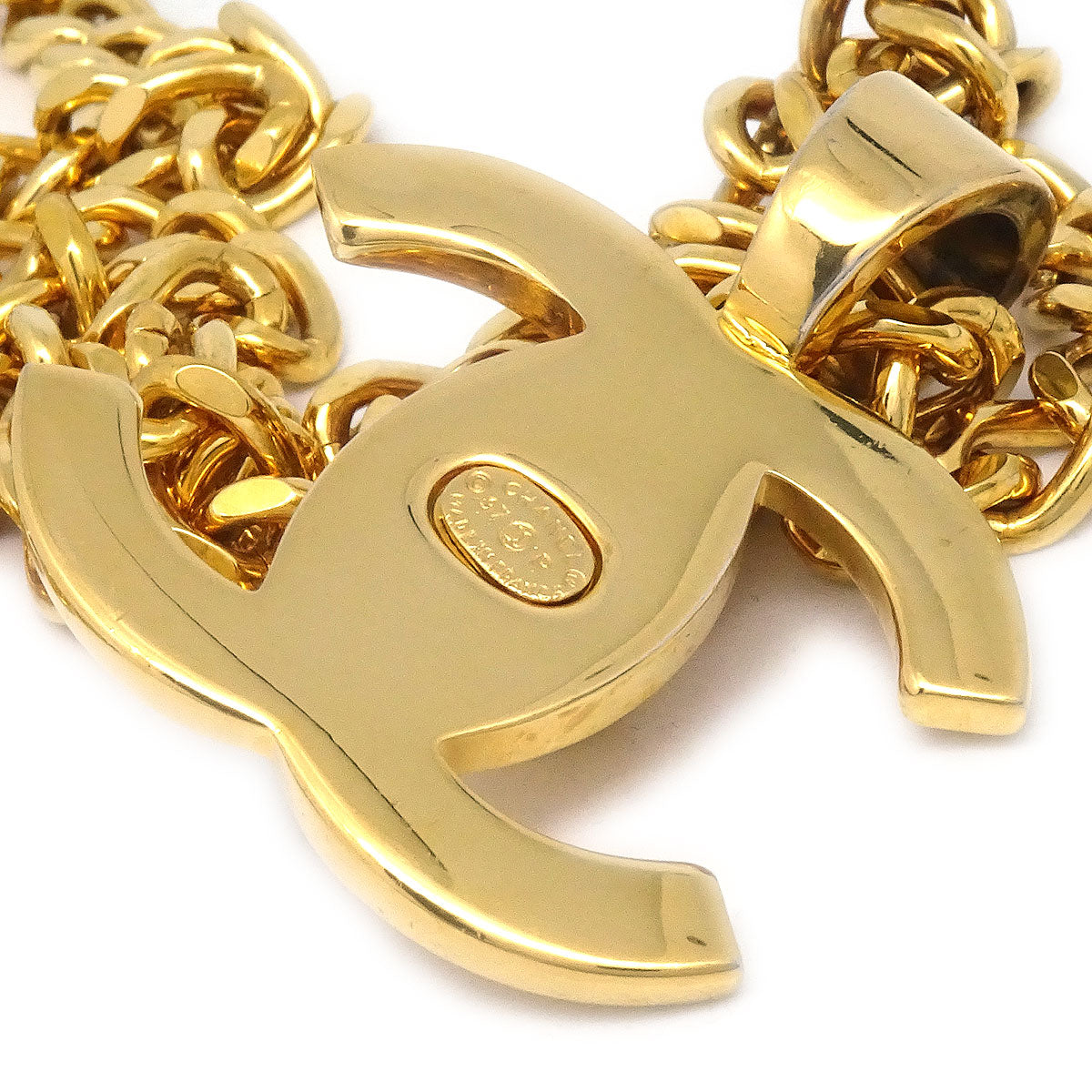 CHANEL 1997 CC Turnlock Gold Chain Necklace 97P 26531