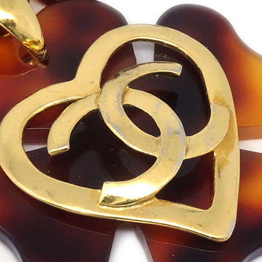 CHANEL★ 1995 Clover Tortoiseshell Chain Pendant Necklace 95P 26597