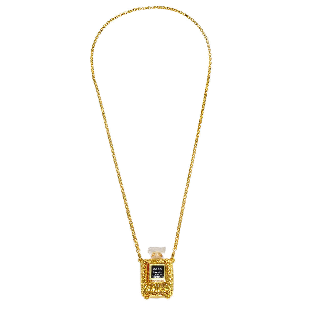 CHANEL Perfume Gold Chain Pendant Necklace 27099