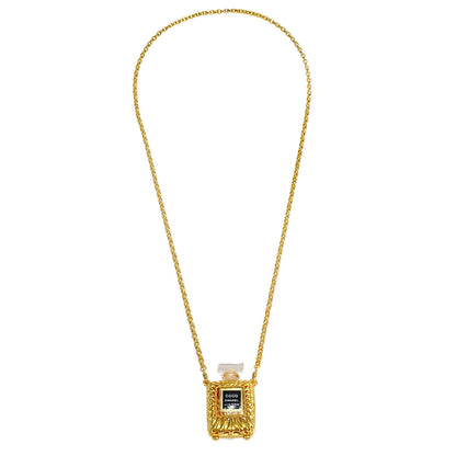 CHANEL Perfume Gold Chain Pendant Necklace 27099