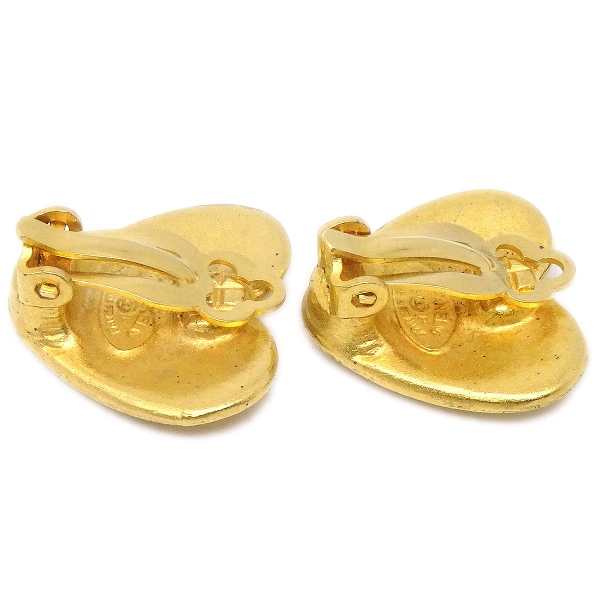 CHANEL★ 1995 Heart Earrings Clip-On Gold 95P 27301