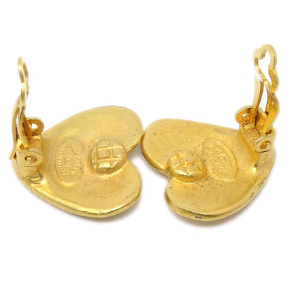 CHANEL★ 1995 Heart Earrings Clip-On Gold 95P 27301