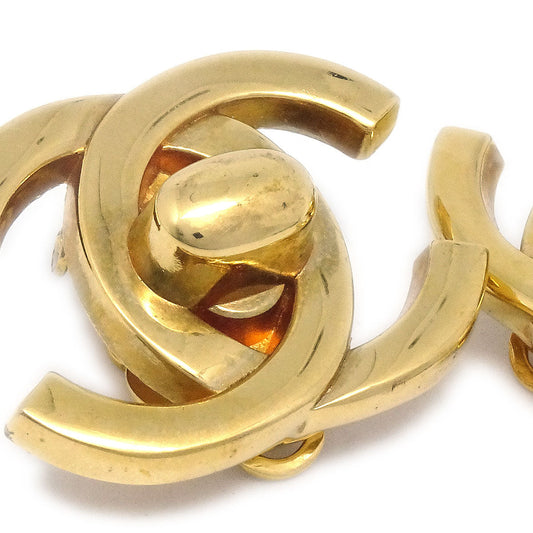 CHANEL Turnlock Earrings Clip-On Gold 95A 27347