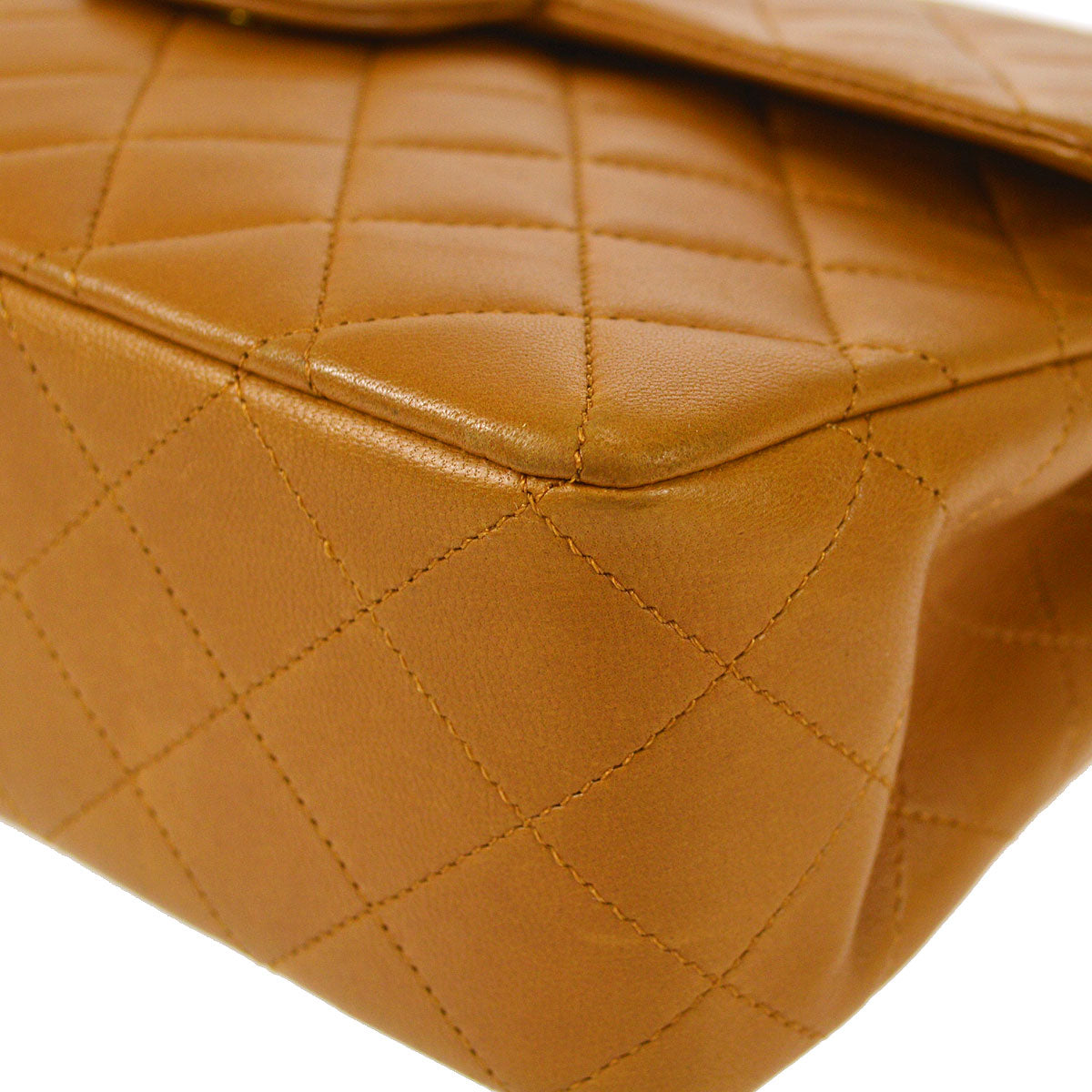 CHANEL 1989-1991 Tall Classic Double Flap Medium Camel Lambskin 27232