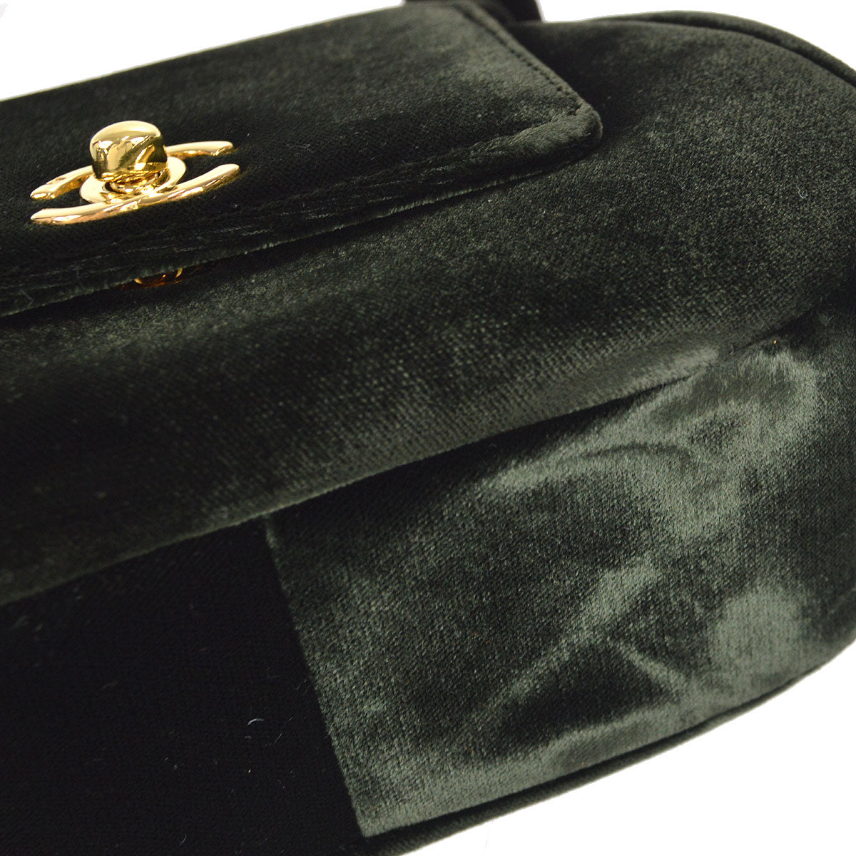 CHANEL * 1994-1996 Handbag Dark Green Velvet 49314