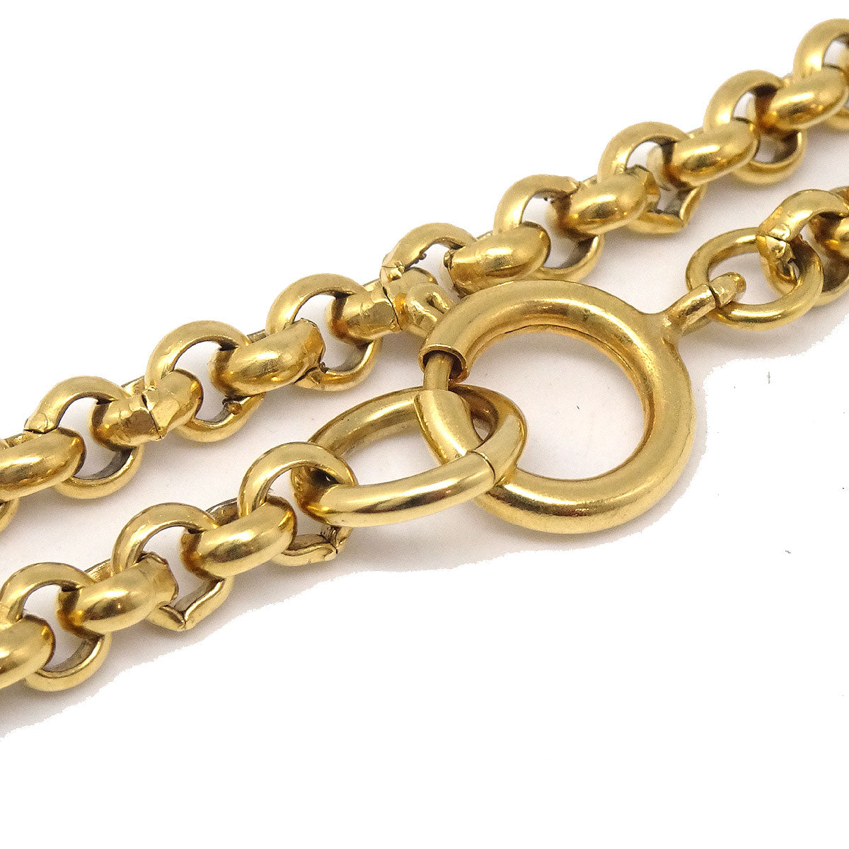 CHANEL Heart Gold Chain Necklace 95P 48540