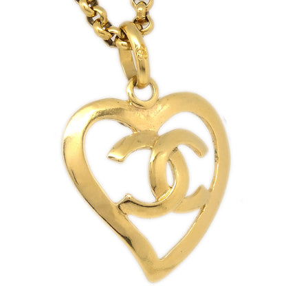 CHANEL Heart Gold Chain Necklace 95P 48541